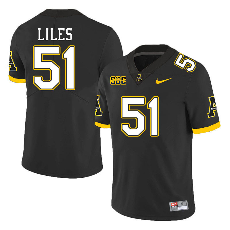 Appalachian State Mountaineers #51 KJ Liles College Football Jerseys Stitched-Black Appalachian State Mountaineers #51 KJ Liles College Football Jerseys Stitched-Black